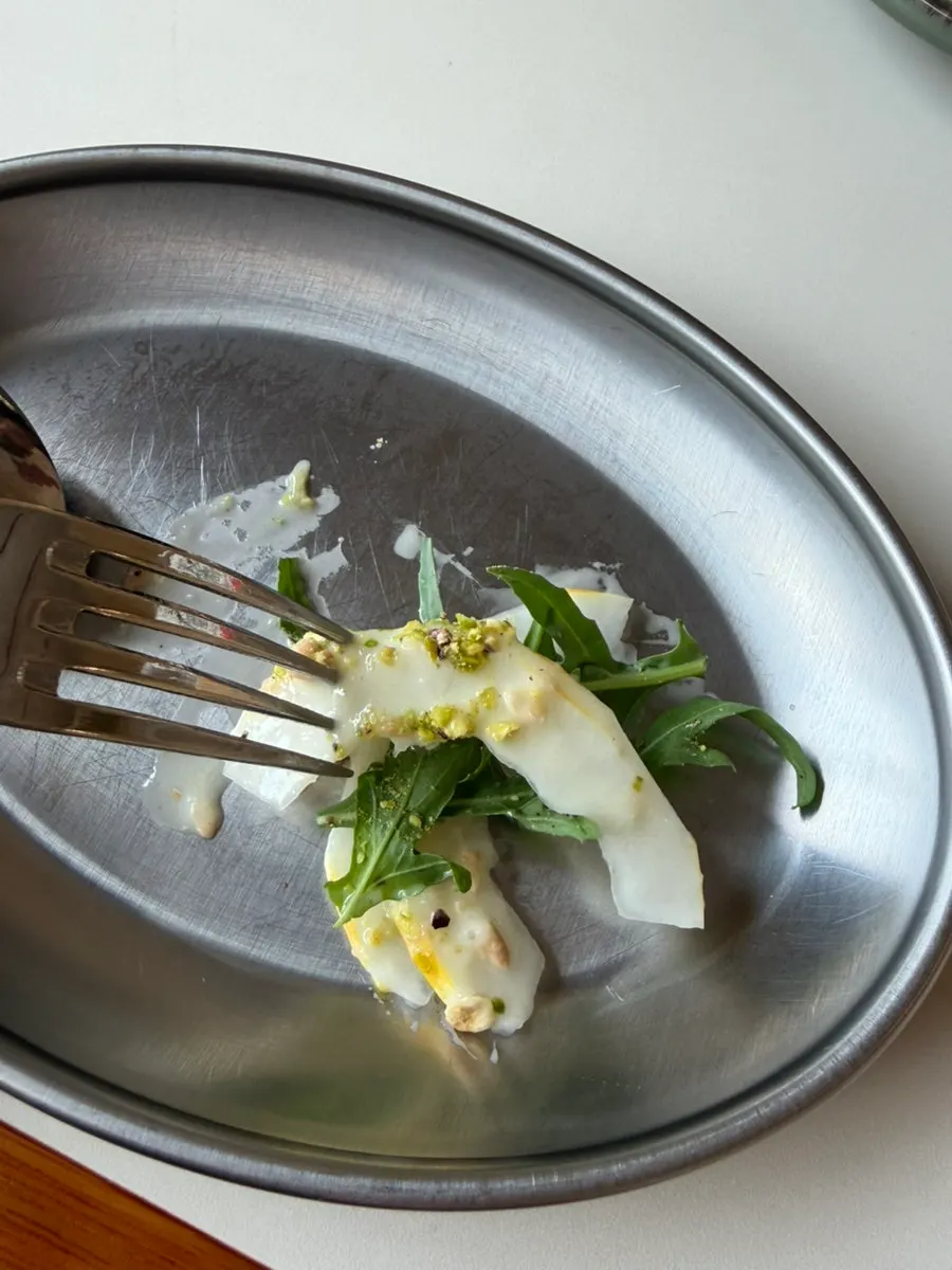 Close-up of the burrata melon salad