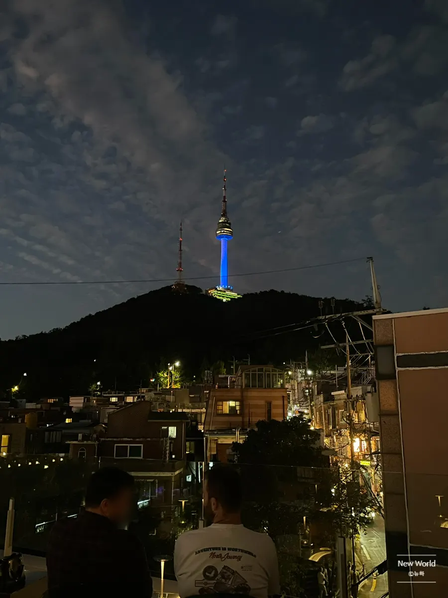 Namsan Tower directly in view from Cove Bar's rooftop