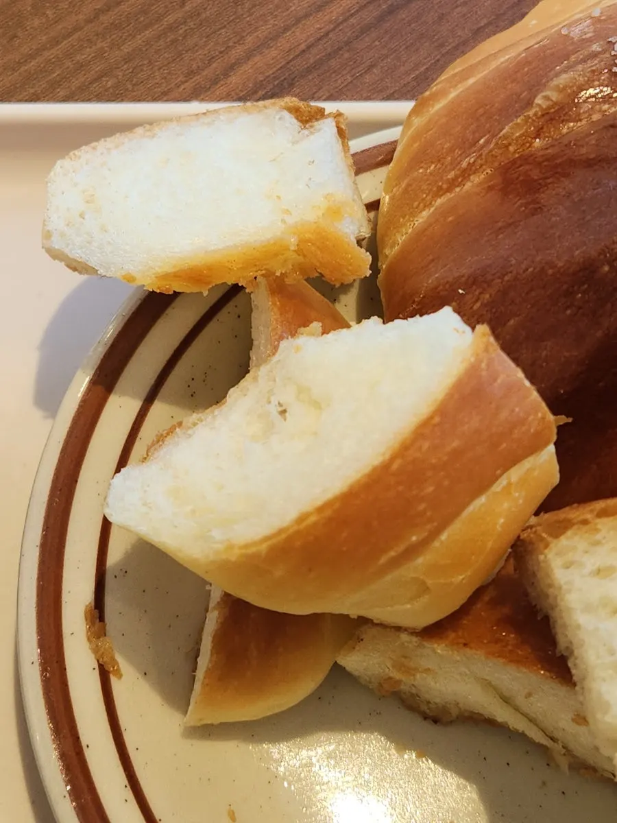 Close-up of the soft inside of the salt bread