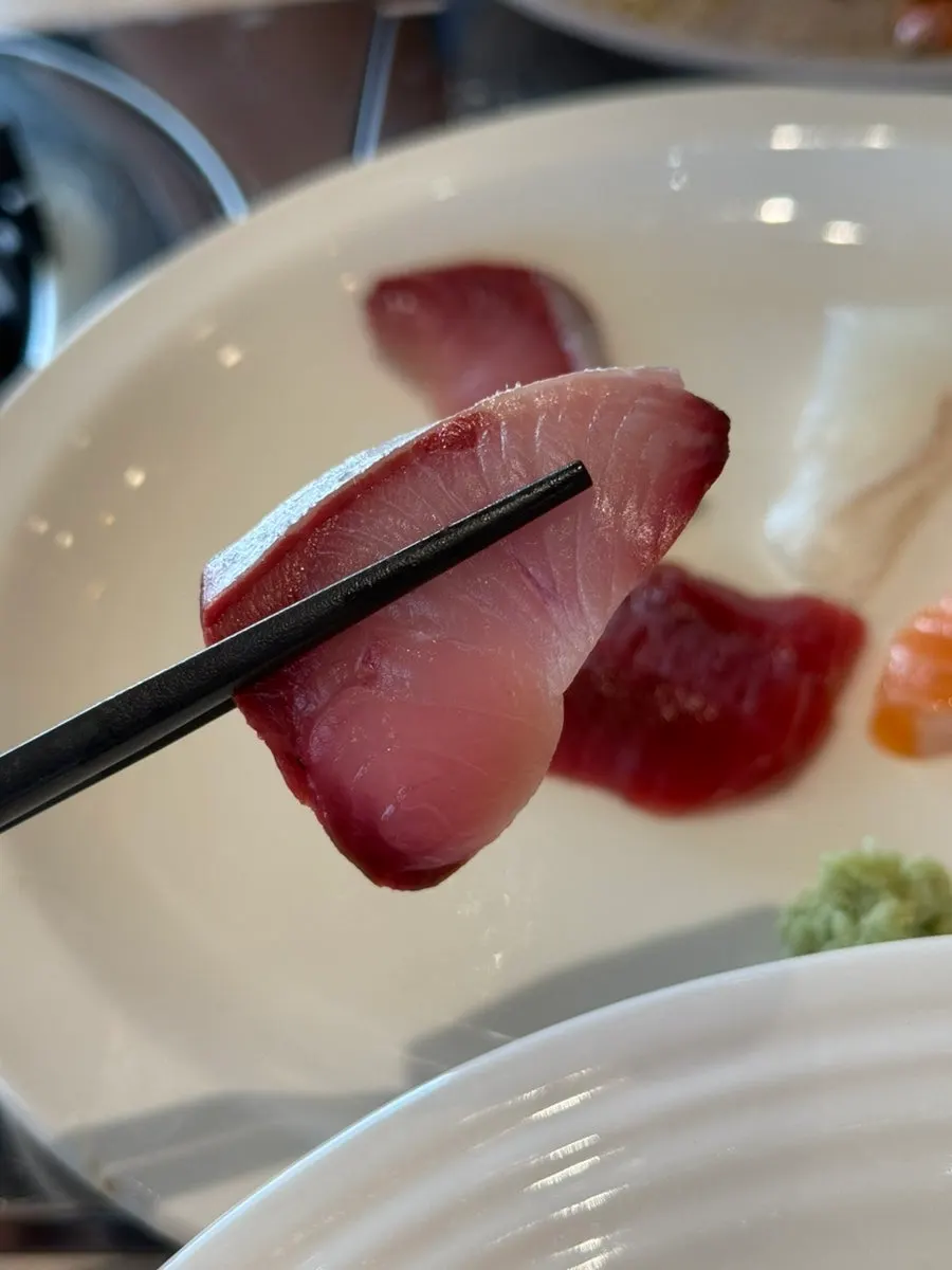 Close-up of firm, chewy sashimi