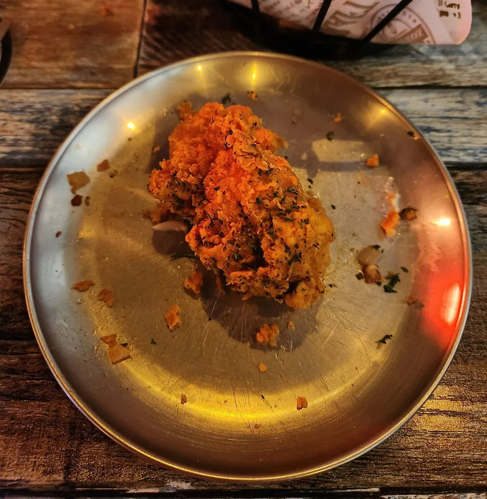 Chicken pieces fried to a good size