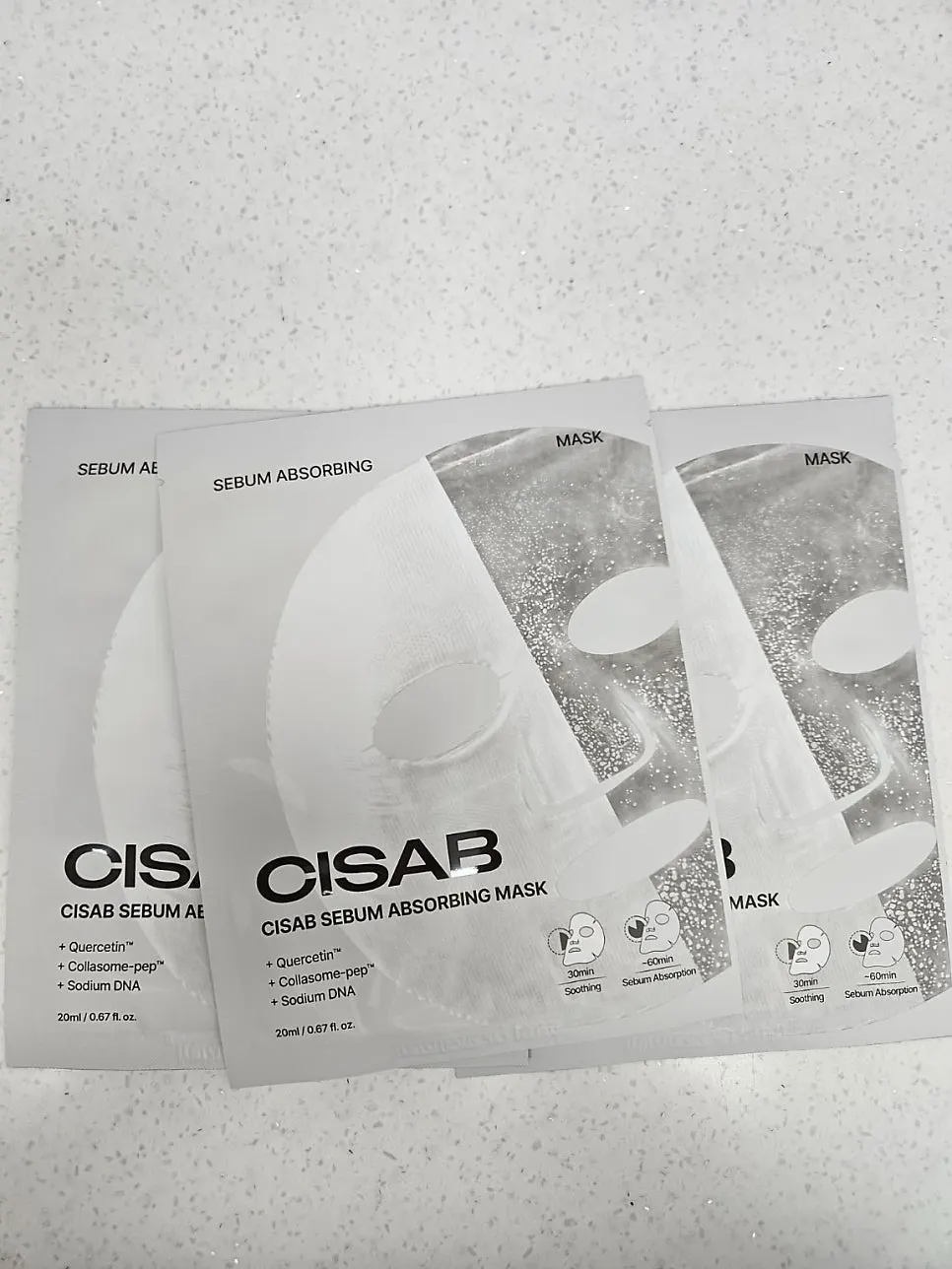 Box showing the 3-sheet set and low-irritation test label