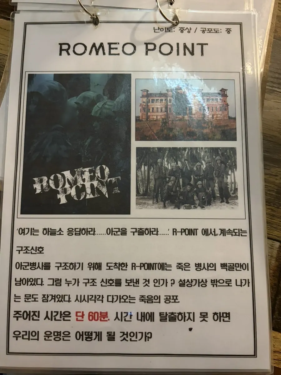 Wall displaying theme introductions at Cube Escape Hongdae Branch