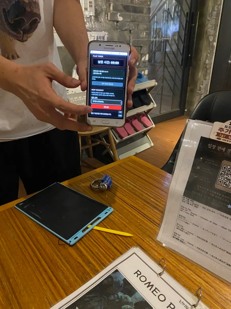 Electronic memo pad used in the escape room