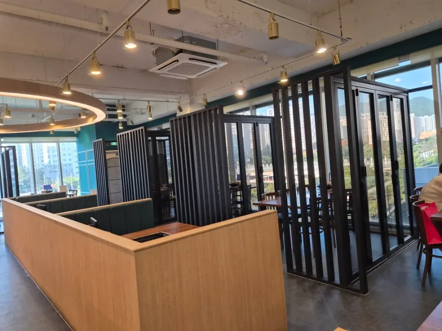 Dining room at Dadam Shabu Shabu Wirye Branch with spaced-out tables