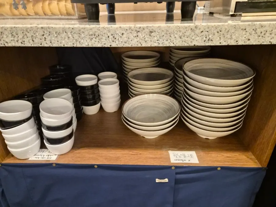 Self-serve corner with porridge ingredients and rice