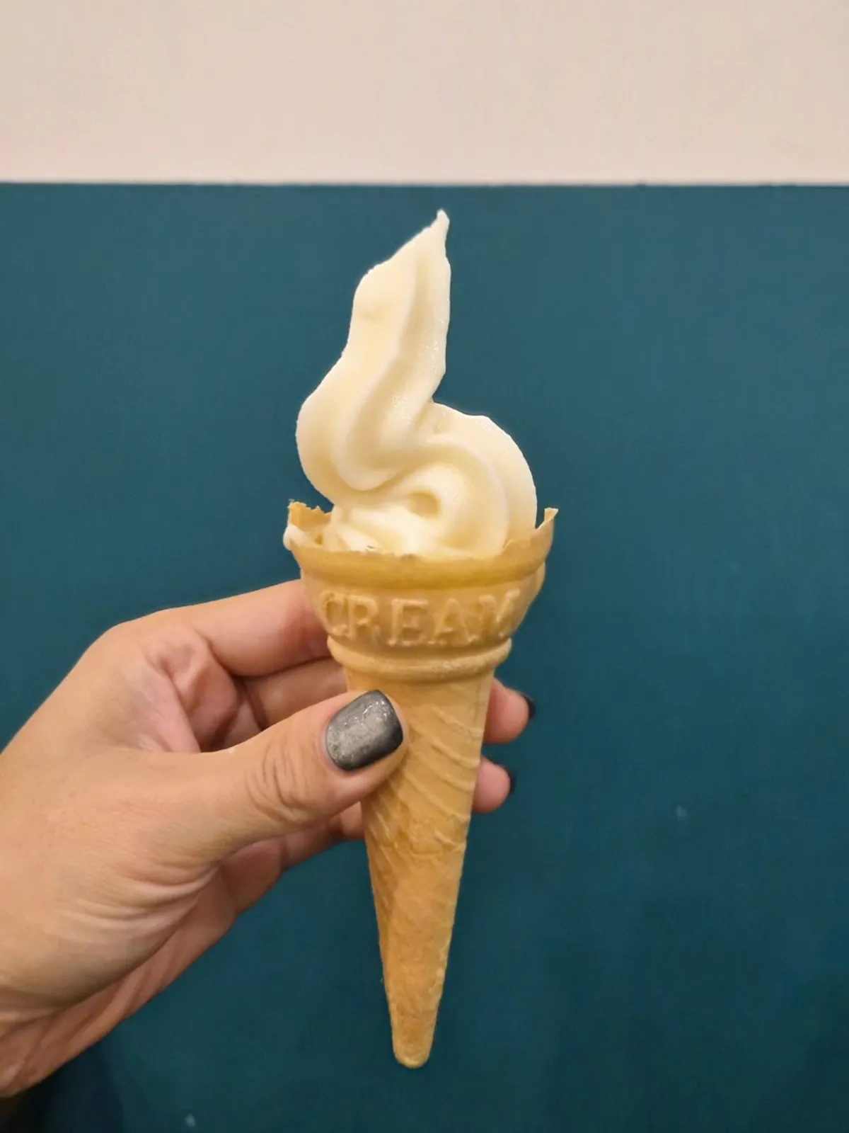 Cone of ice cream enjoyed after the meal