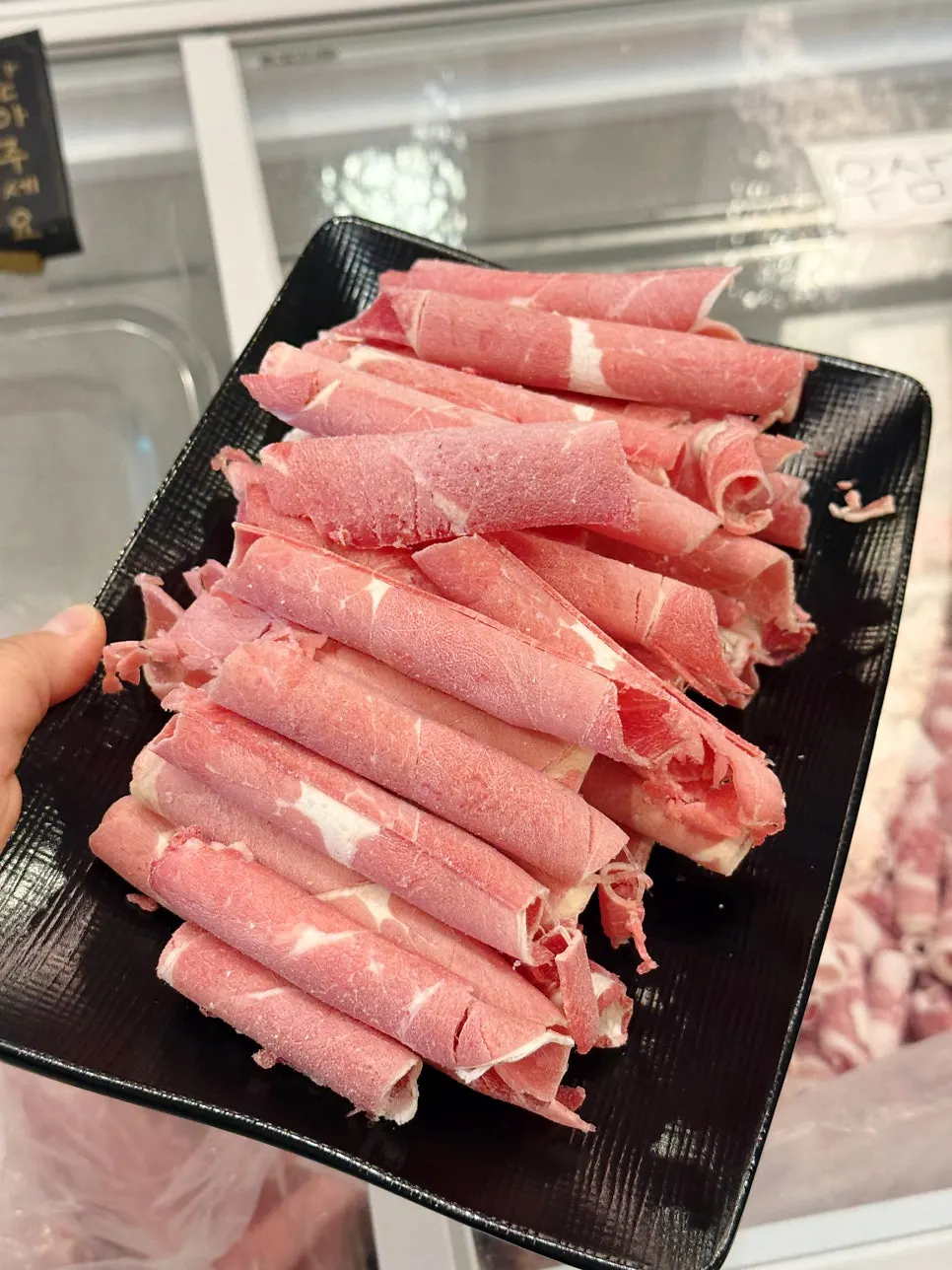 A plate of unlimited beef for shabu-shabu