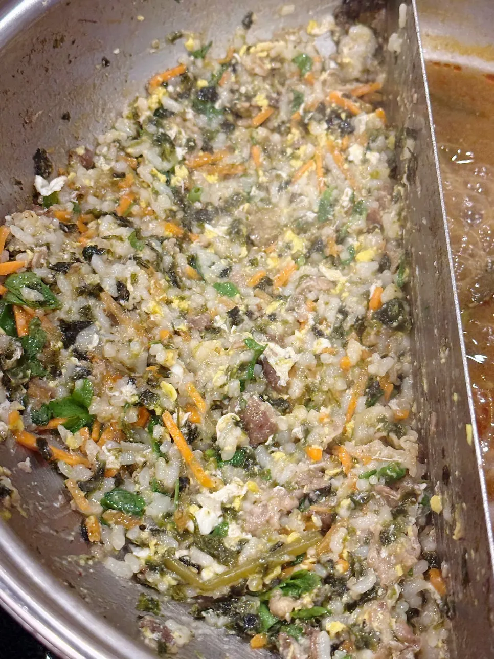 Rice and ingredients prepared for making porridge