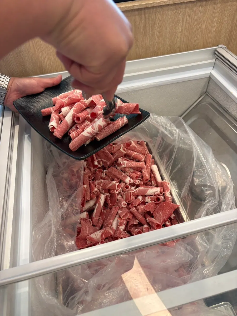 Shabu-shabu ingredients set out on the table
