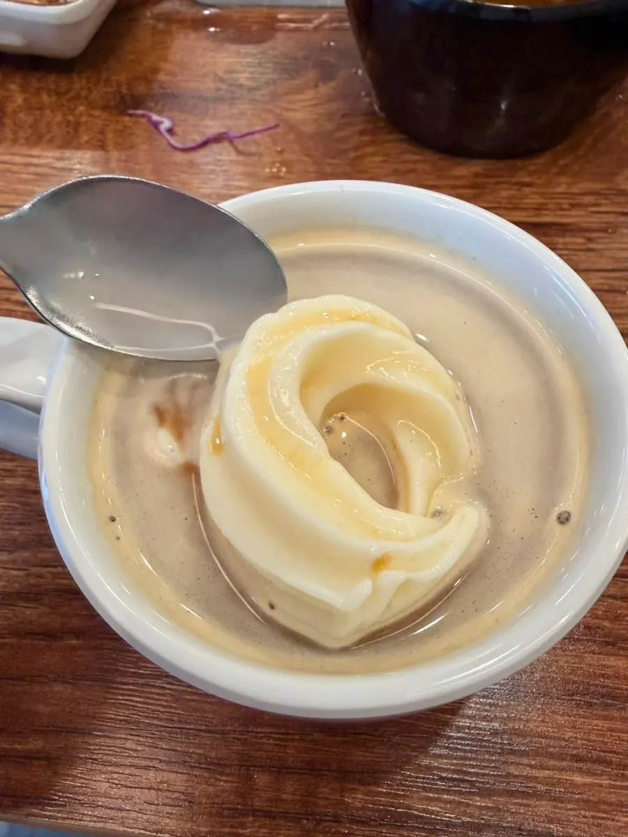 아메리카노에 바닐라 아이스크림을 올린 아포가토