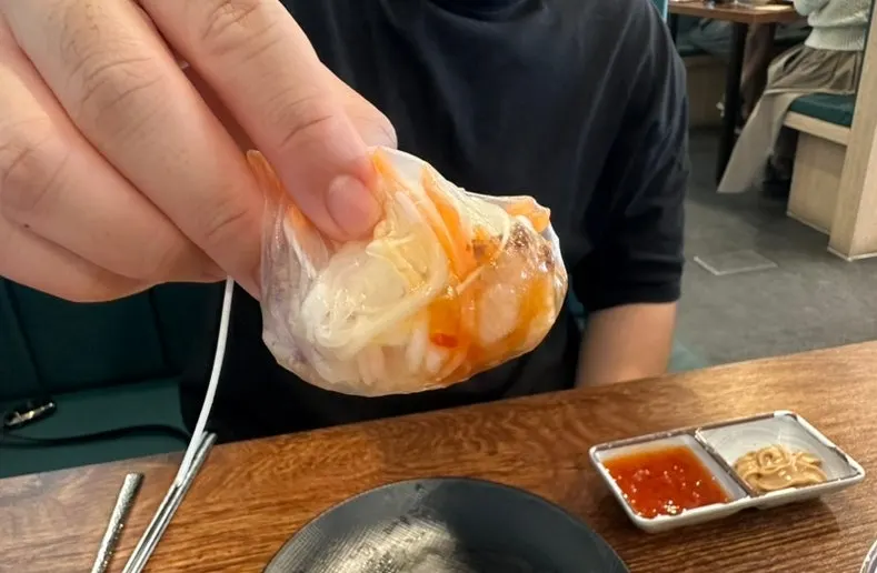 Vietnamese spring roll wrapped with vegetables and meat