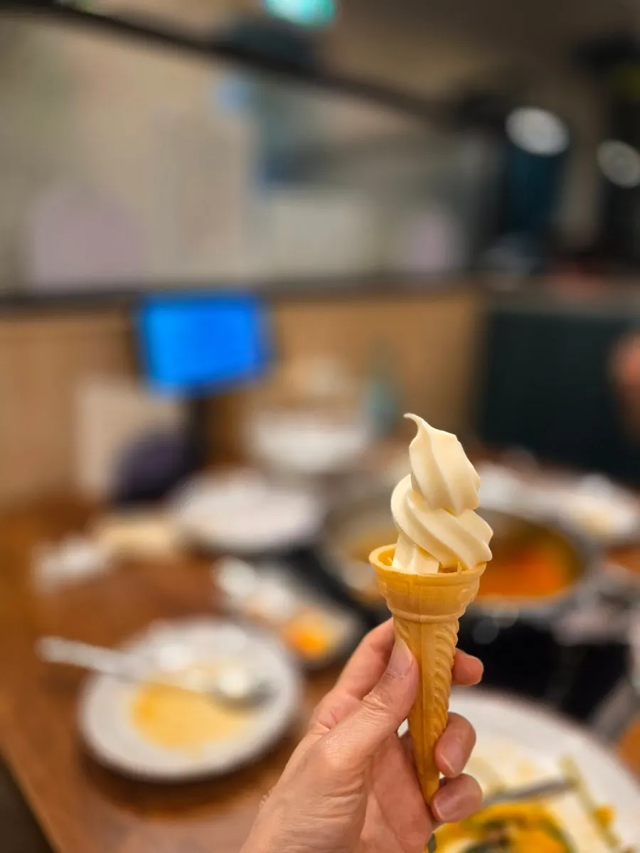 Real vanilla ice cream served as dessert