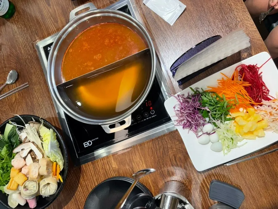 A plate of unlimited-refill meat for shabu-shabu