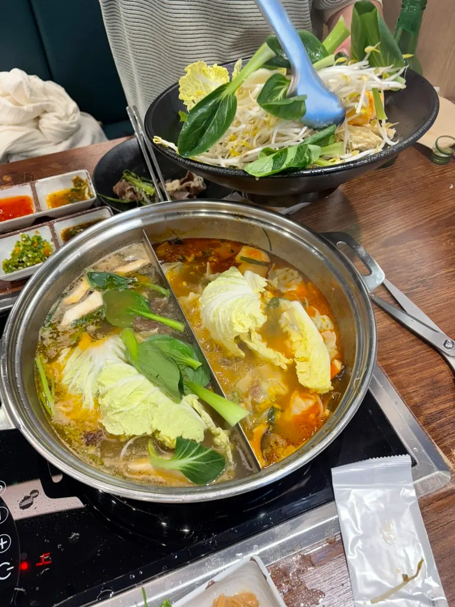 Final spread of the meal at Dadam Shabu Shabu Wirye Branch