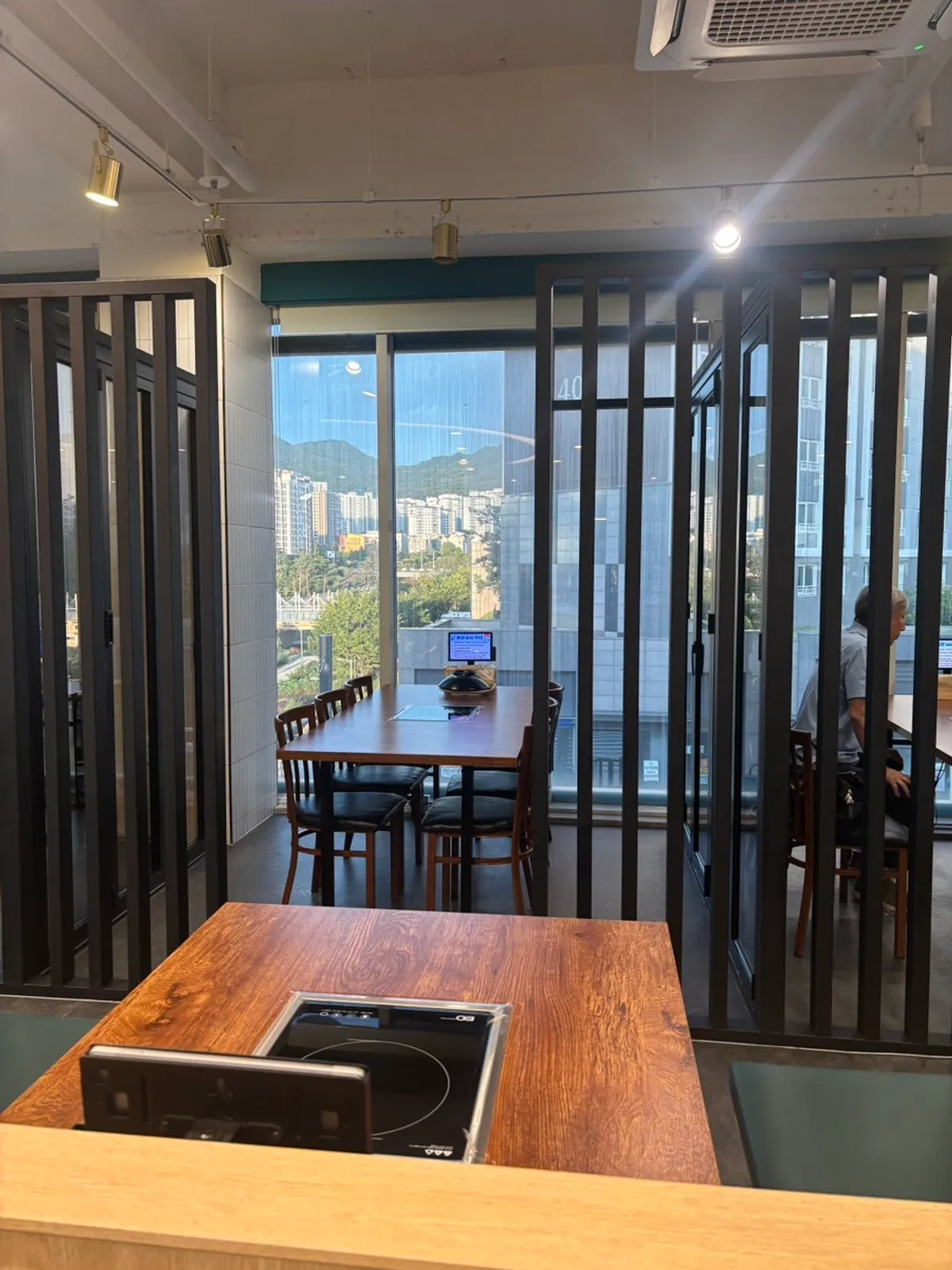 Private seating divided into booths
