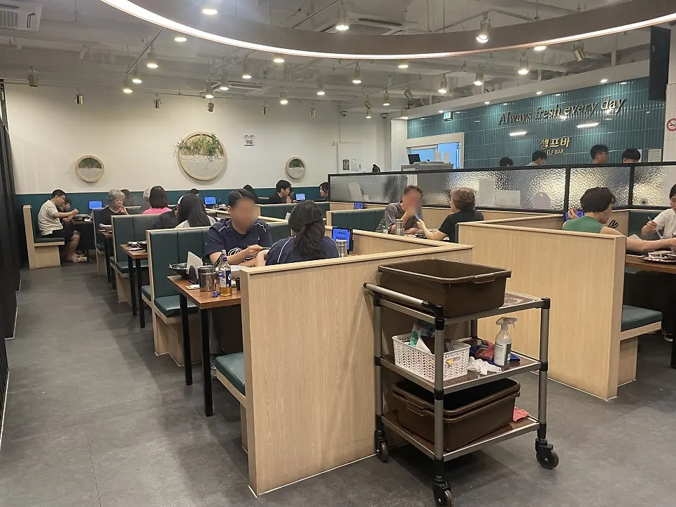 Spacious, clean interior of the shabu-shabu restaurant