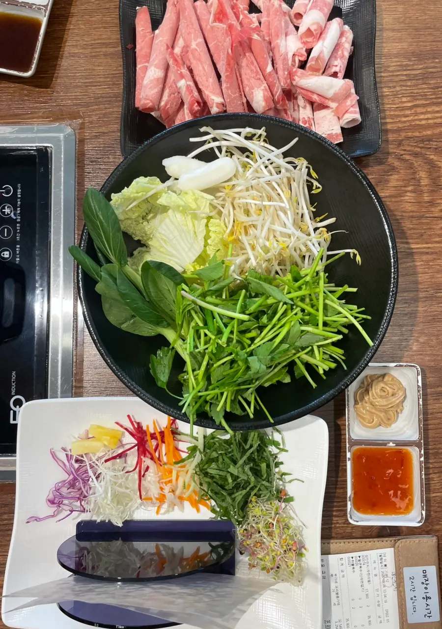 Plate piled high with vegetables and beef