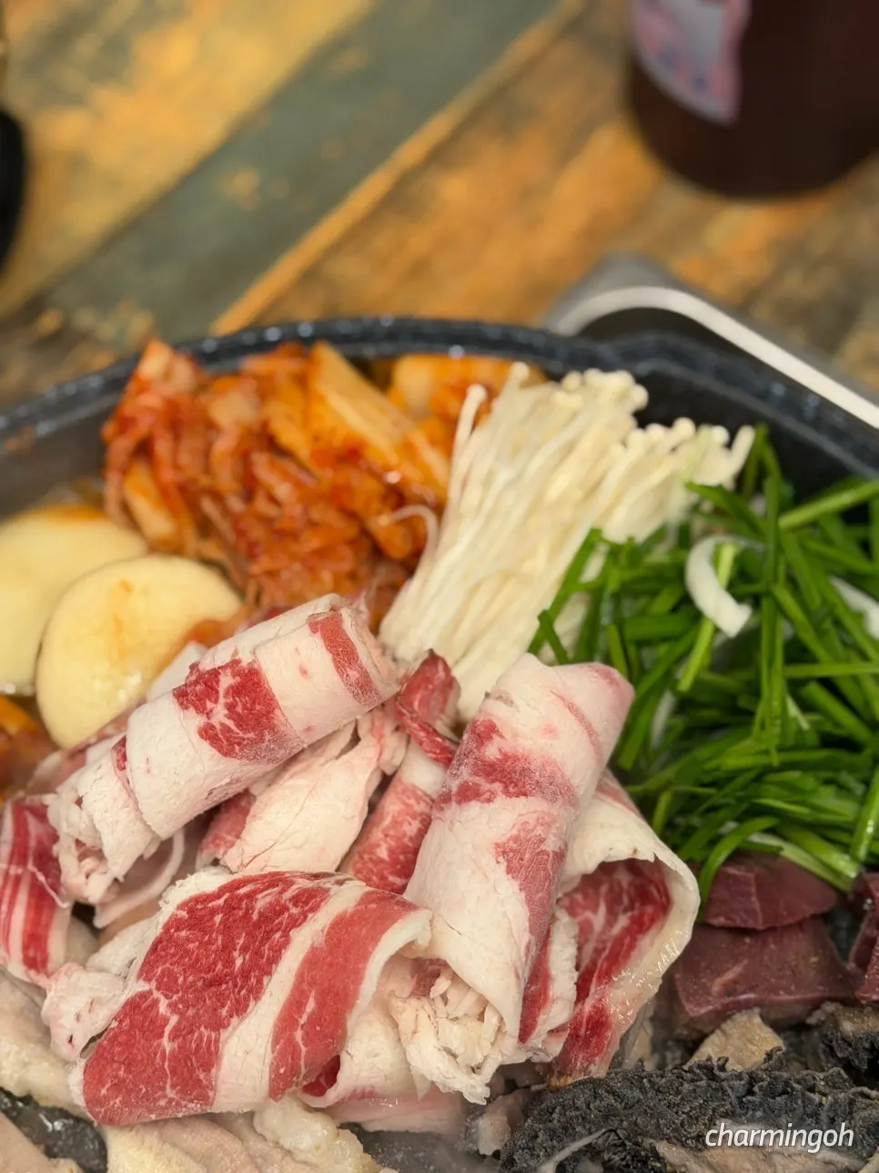 육즙 도는 한우 곱창 클로즈업