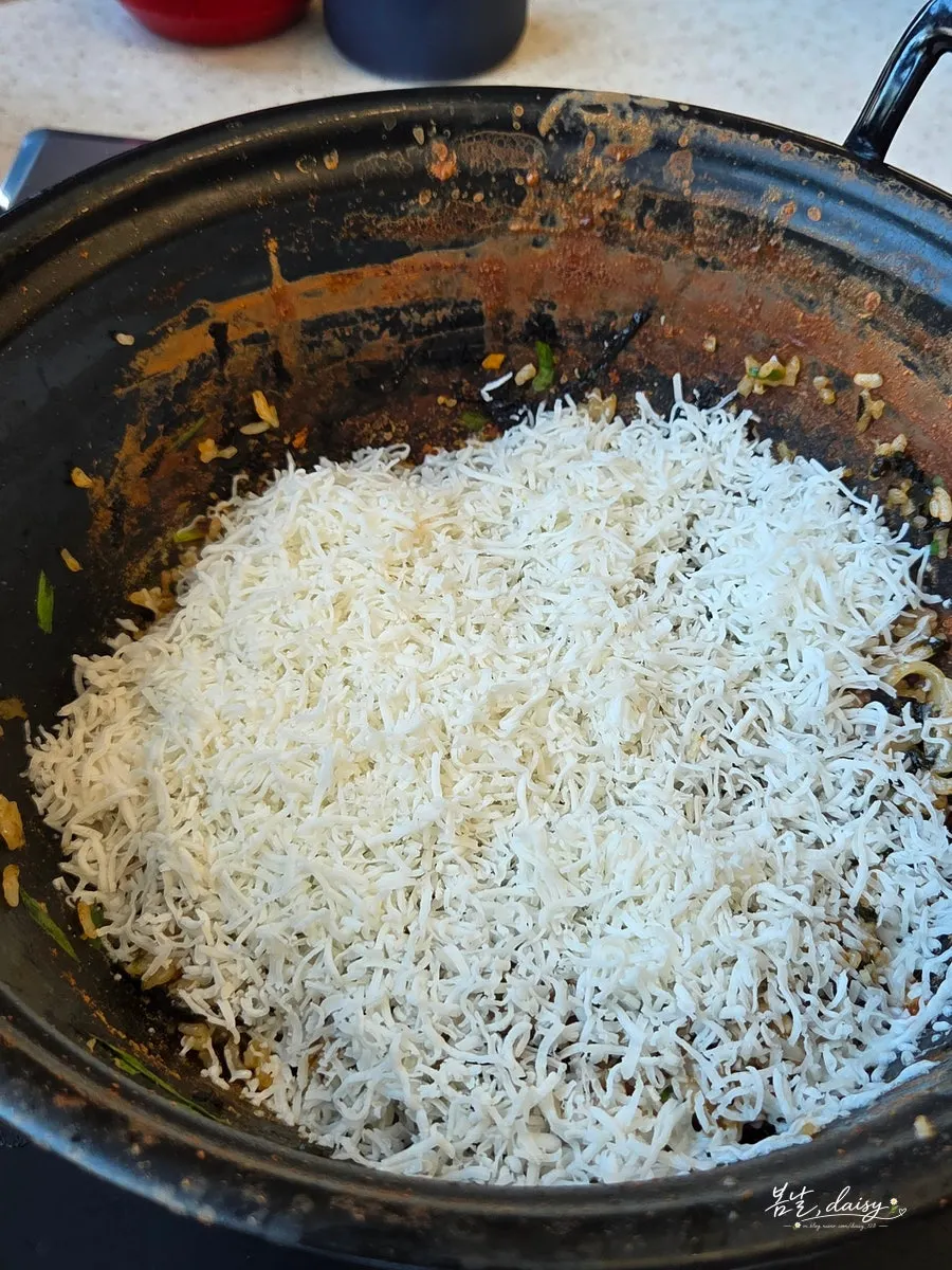 Snow cheese fried rice made with the leftover broth