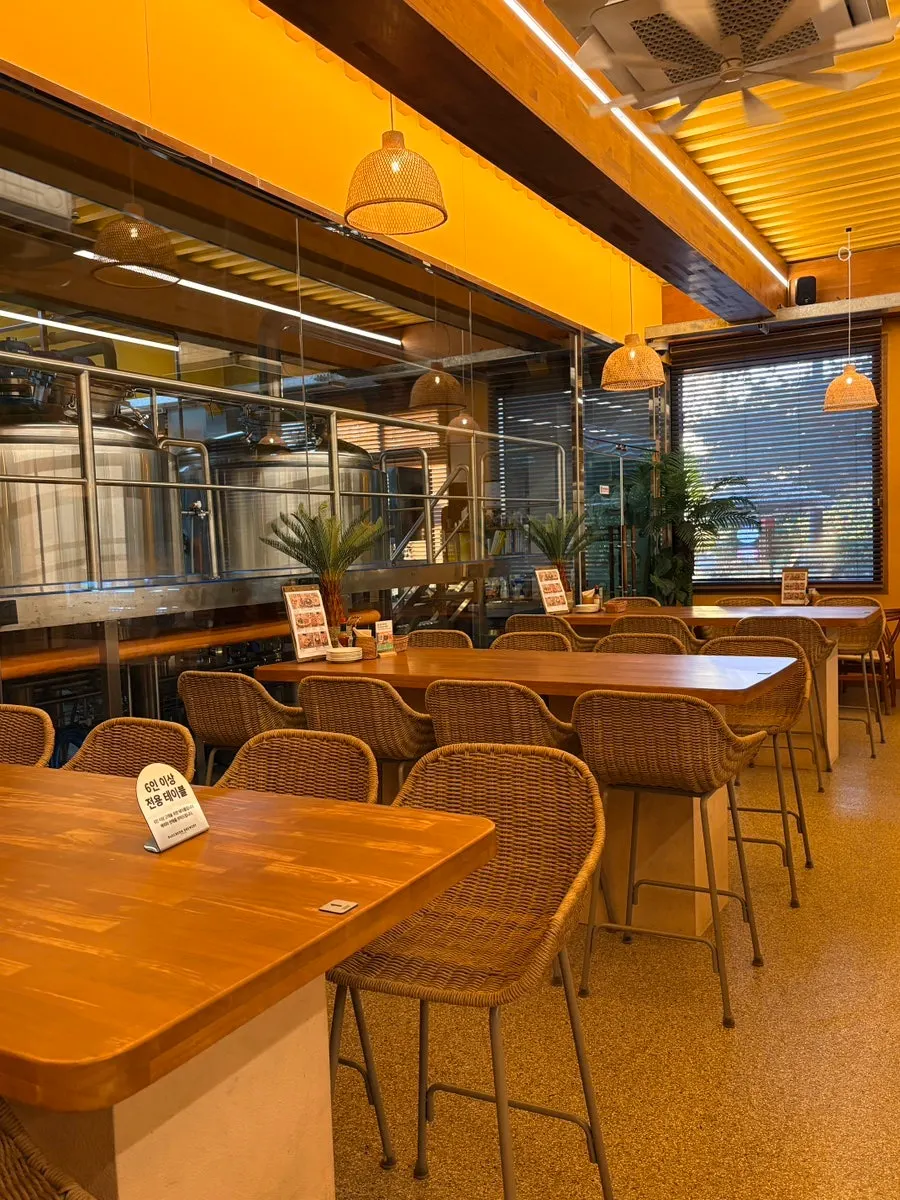 Exotically decorated hall inside Daecheon Brewery