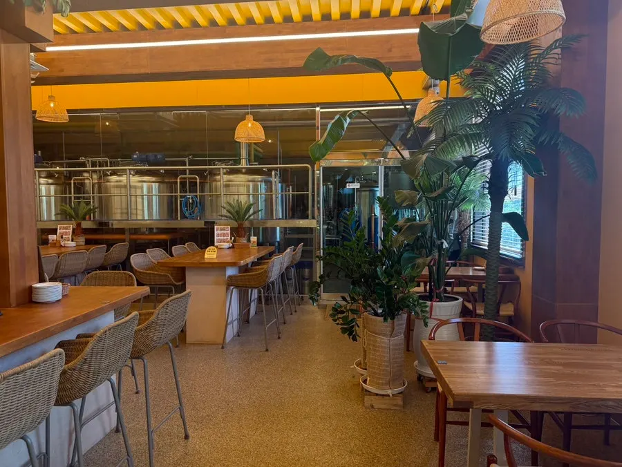 Hall area at Daecheon Brewery with group seating