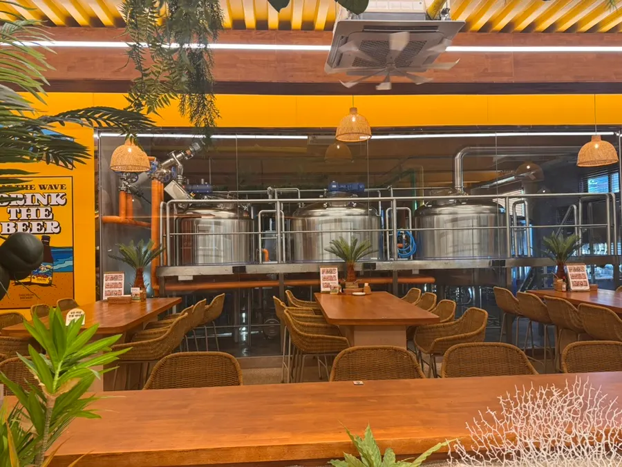 Interior of Daecheon Brewery with the brewery visible