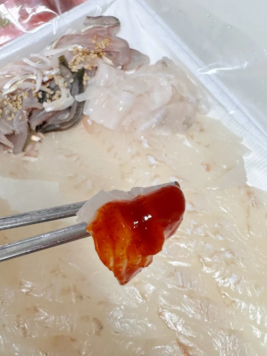 Free gizzard shad sashimi being packed