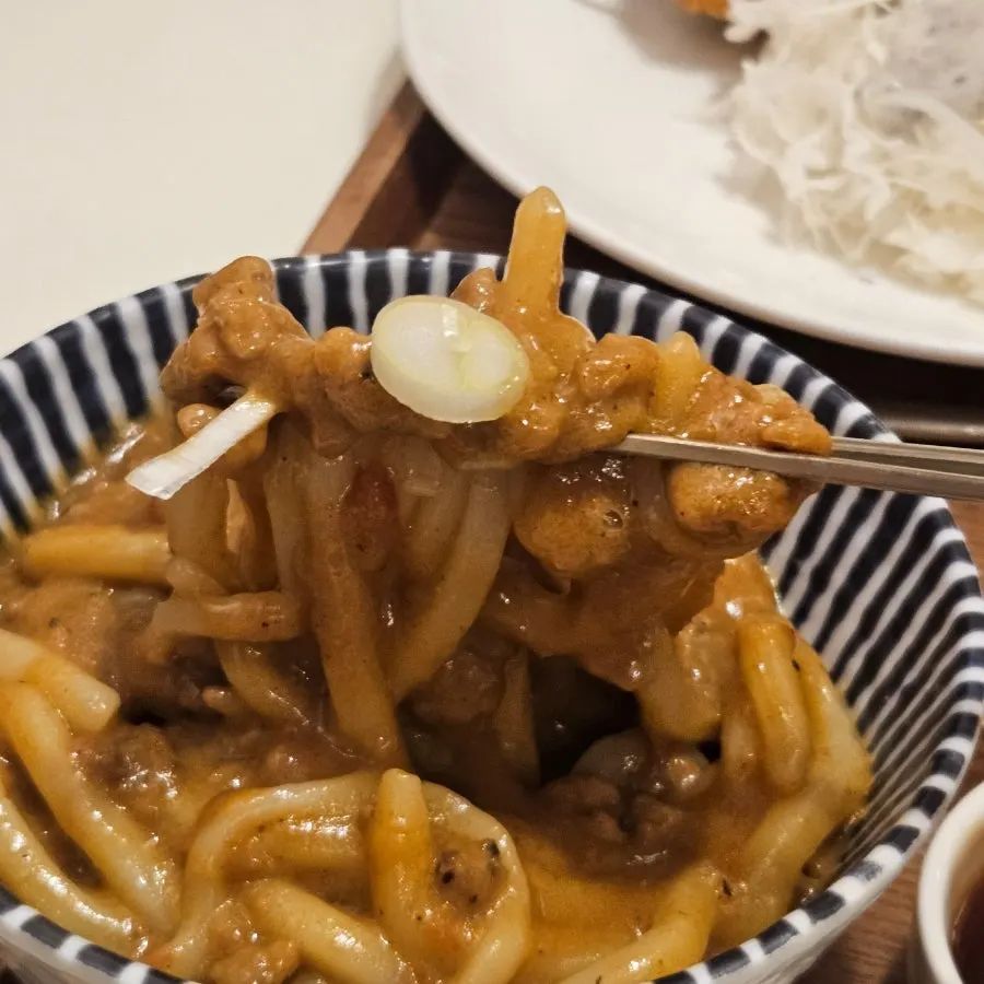 카레 소스가 감긴 우동면