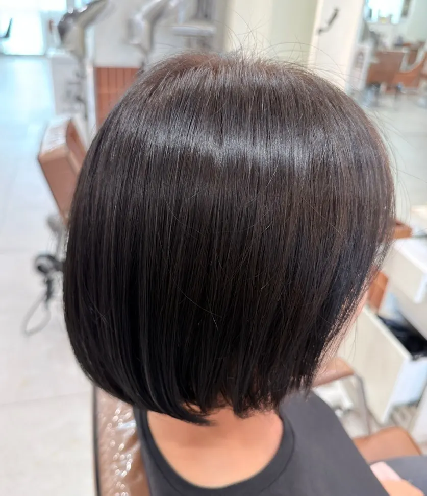 Finished ash brown color after blow-drying