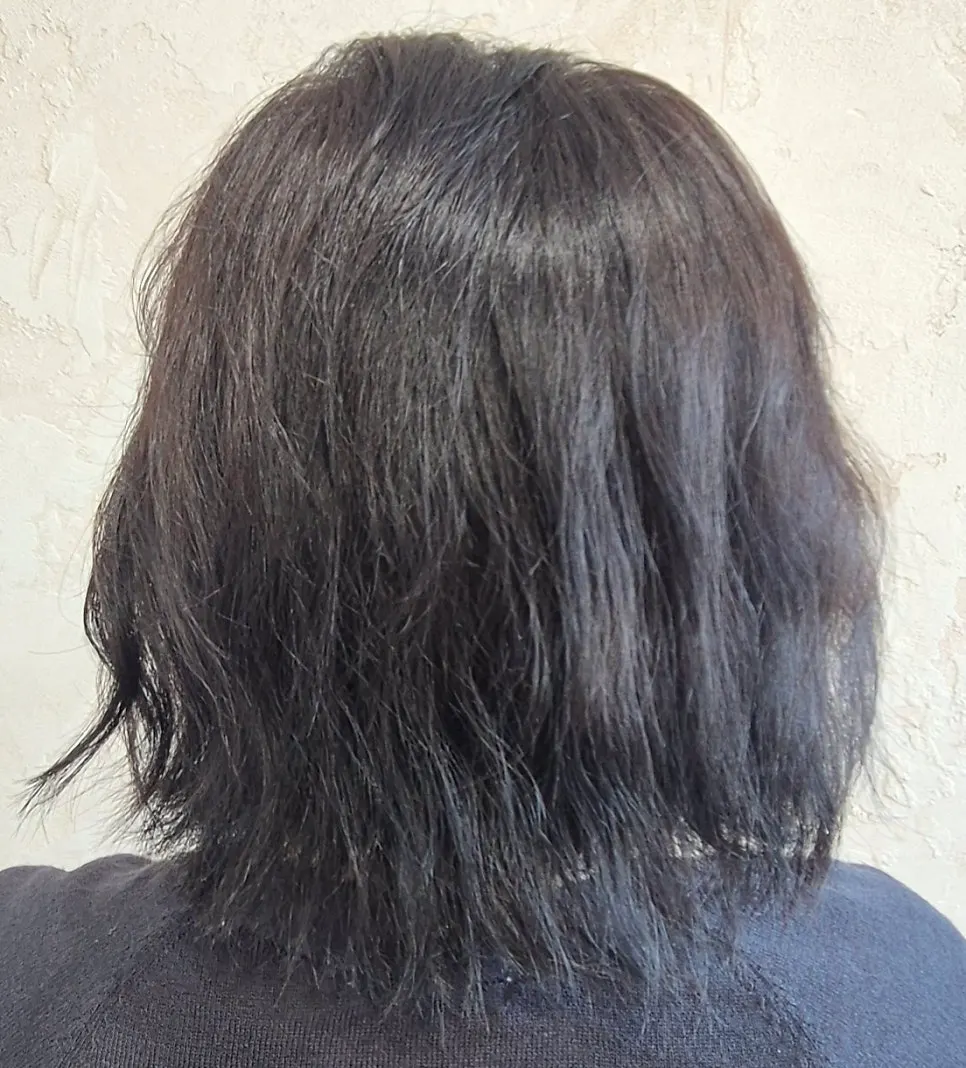 Short bob hair color before the coloring treatment