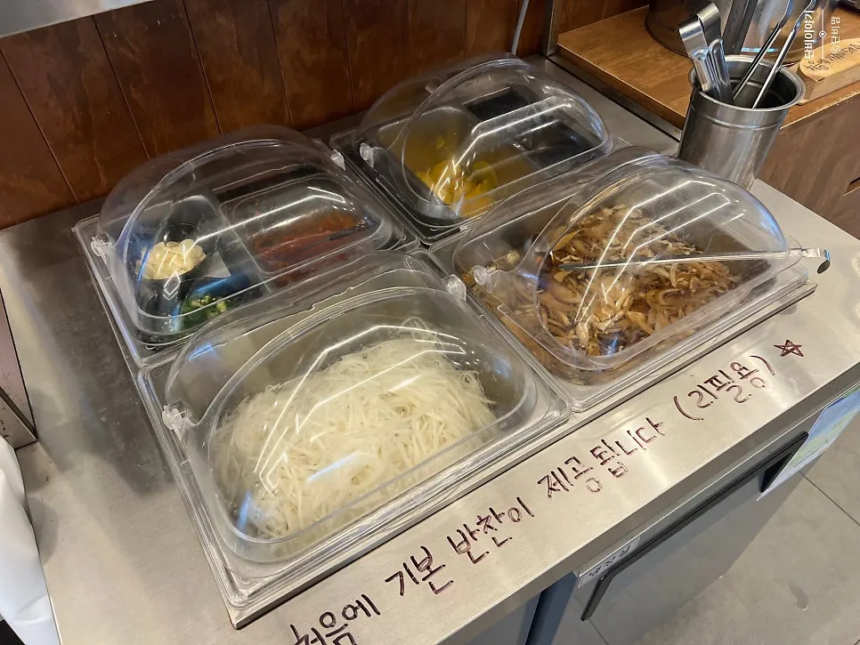 Side dishes laid out at the self-serve corner