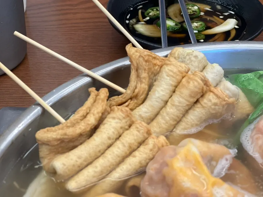 Fish cake skewers in the hot pot