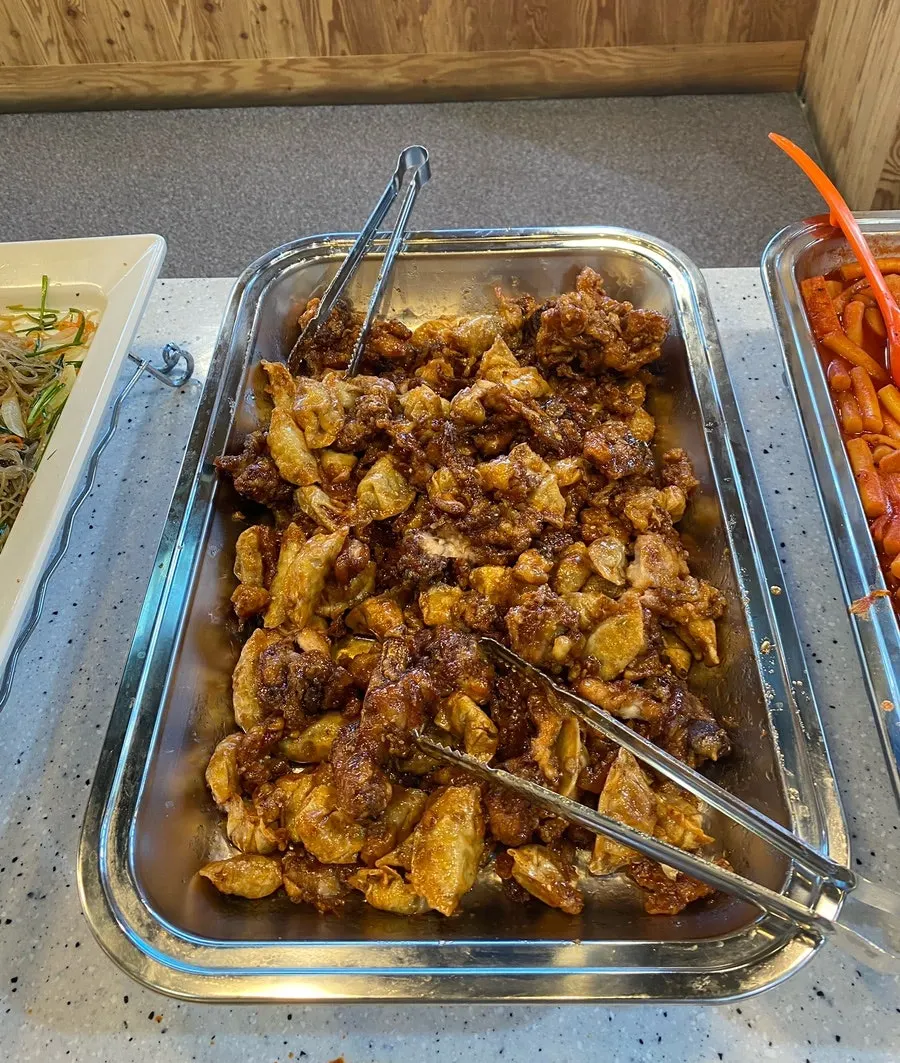 Kimchi fried rice in a side dish tray