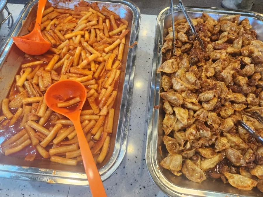 Buffet corner full of Korean side dishes