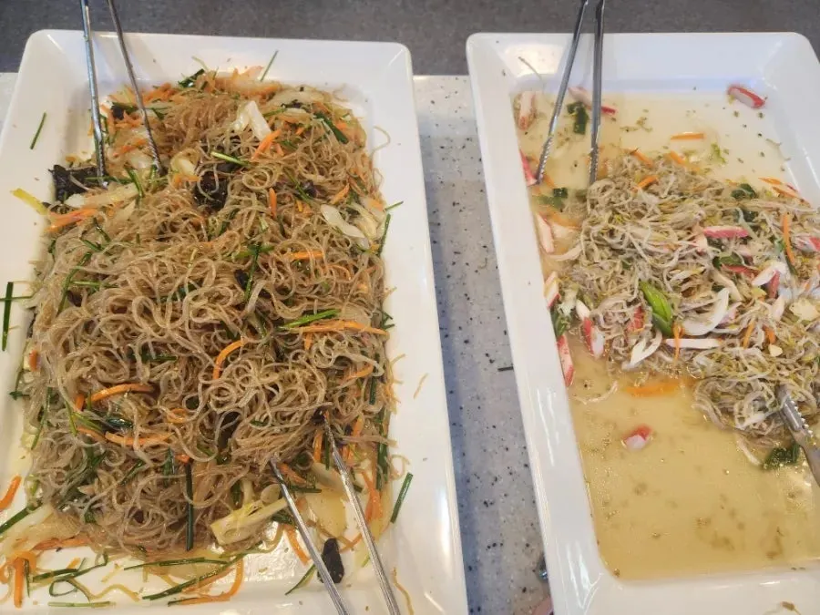 Buffet display with various side dishes