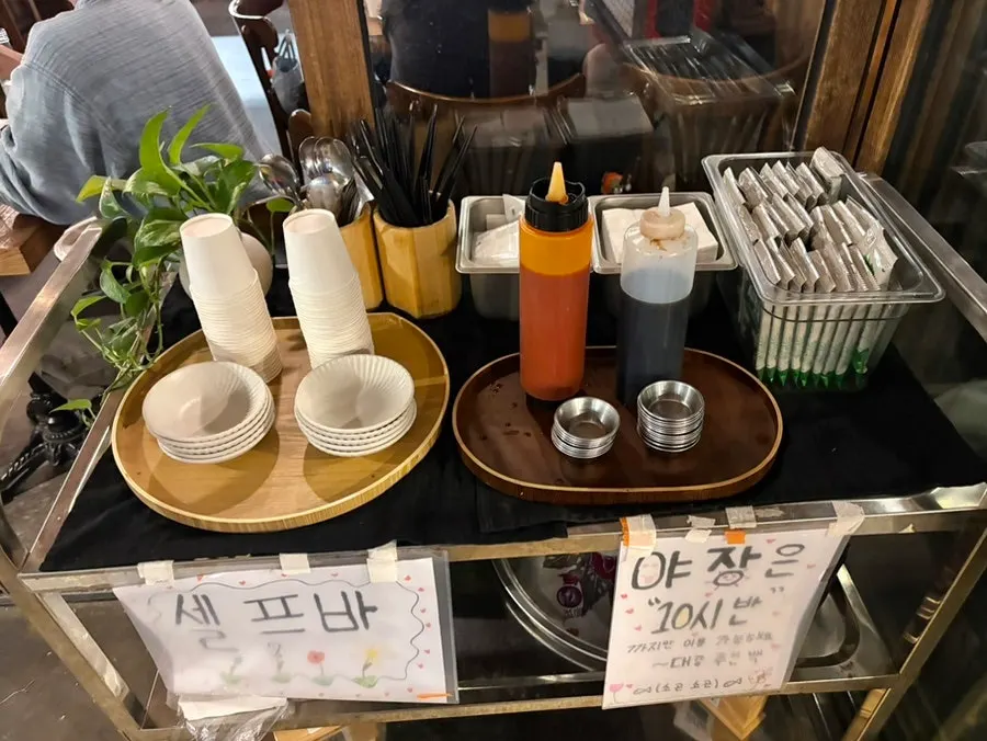Table with aged sashimi and soup together