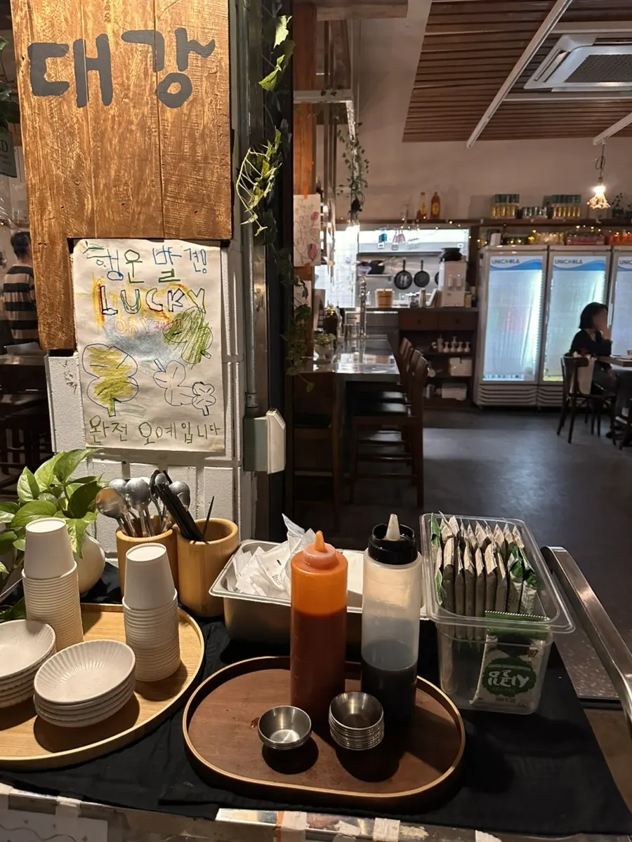 Inside Daegang with a view of the cooking area
