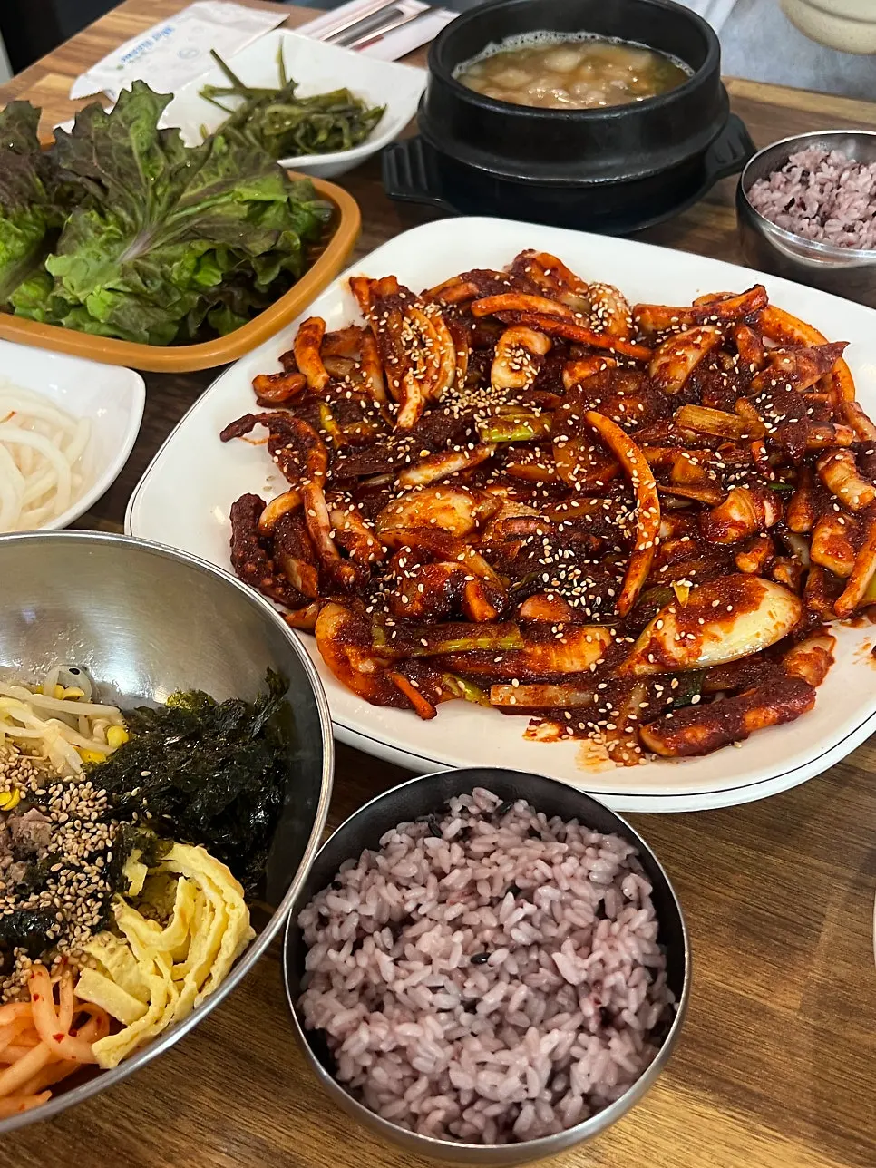 Full squid stir-fry spread