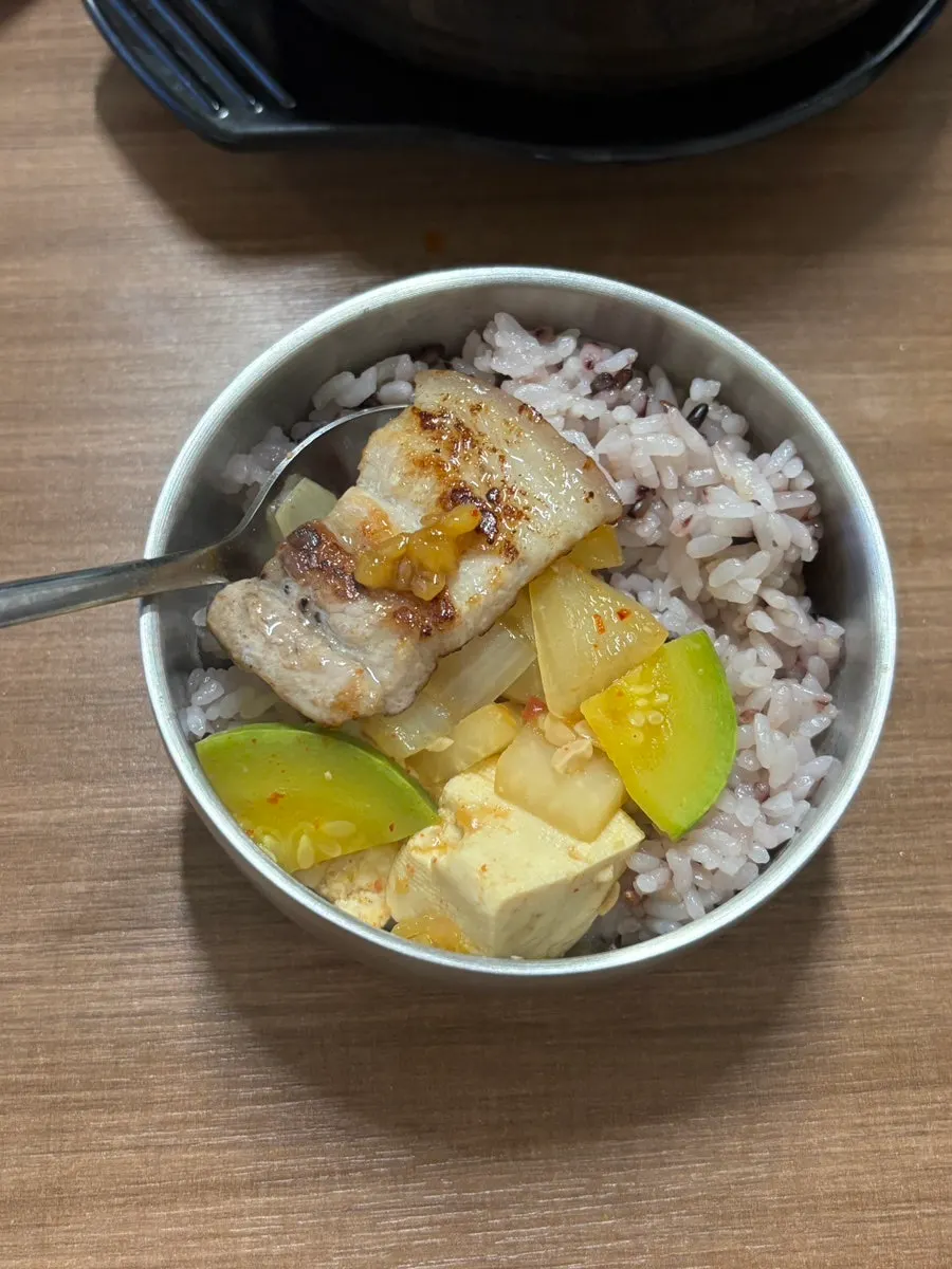Generously filled doenjang jjigae