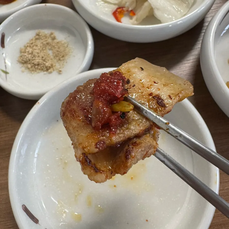 A piece of meat paired with sauce