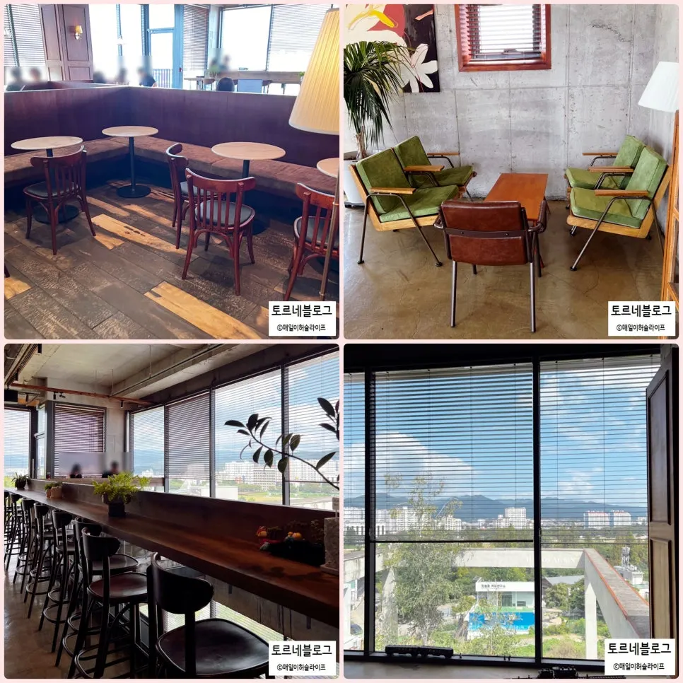 Third-floor bar table with a green view