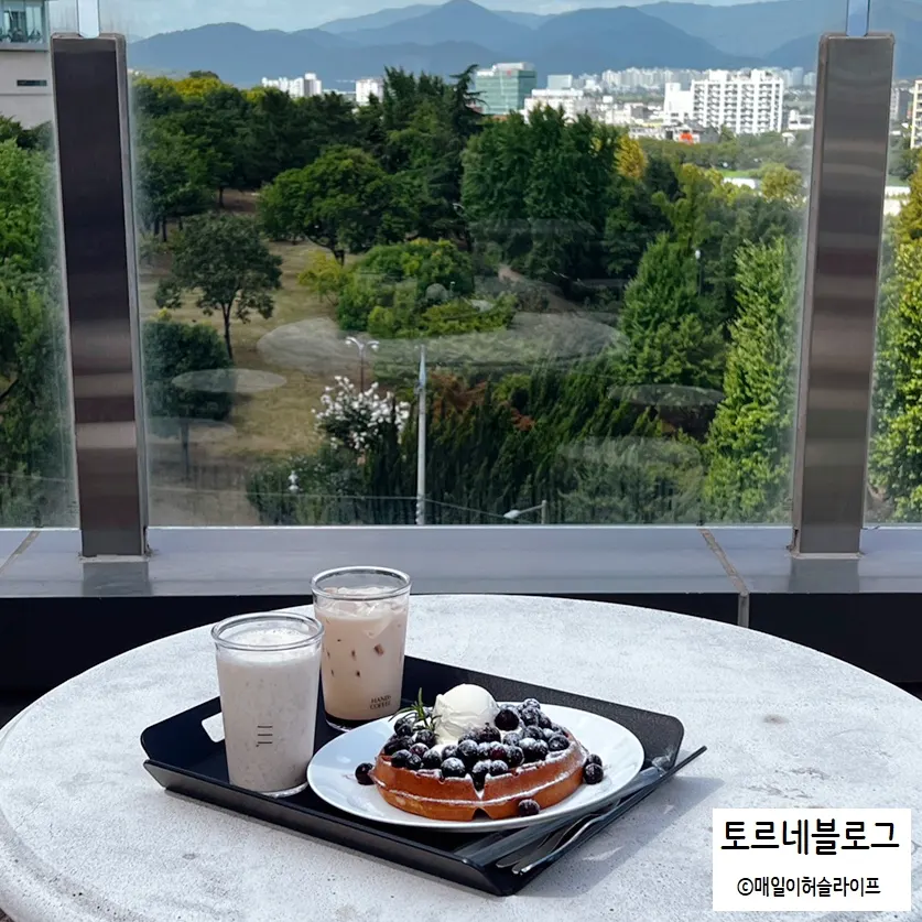 View of Dongchon Resort Lake and Palgongsan Mountain