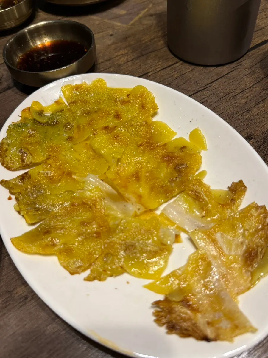 Jeon de col crujiente recién hecho
