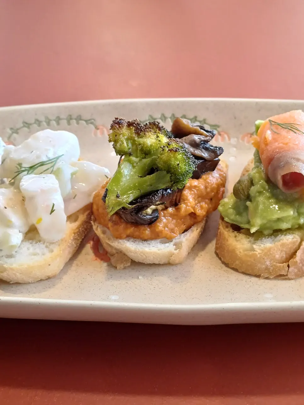 Avocado salmon and romesco roasted vegetable sandwiches