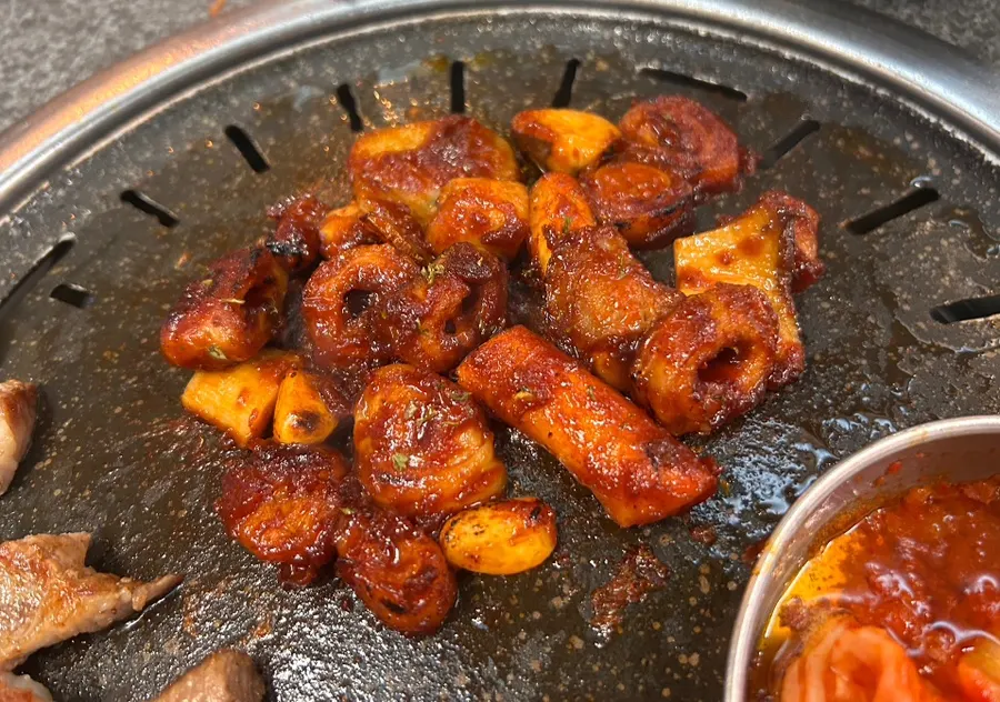 Iberico pork neck grilling on the pan