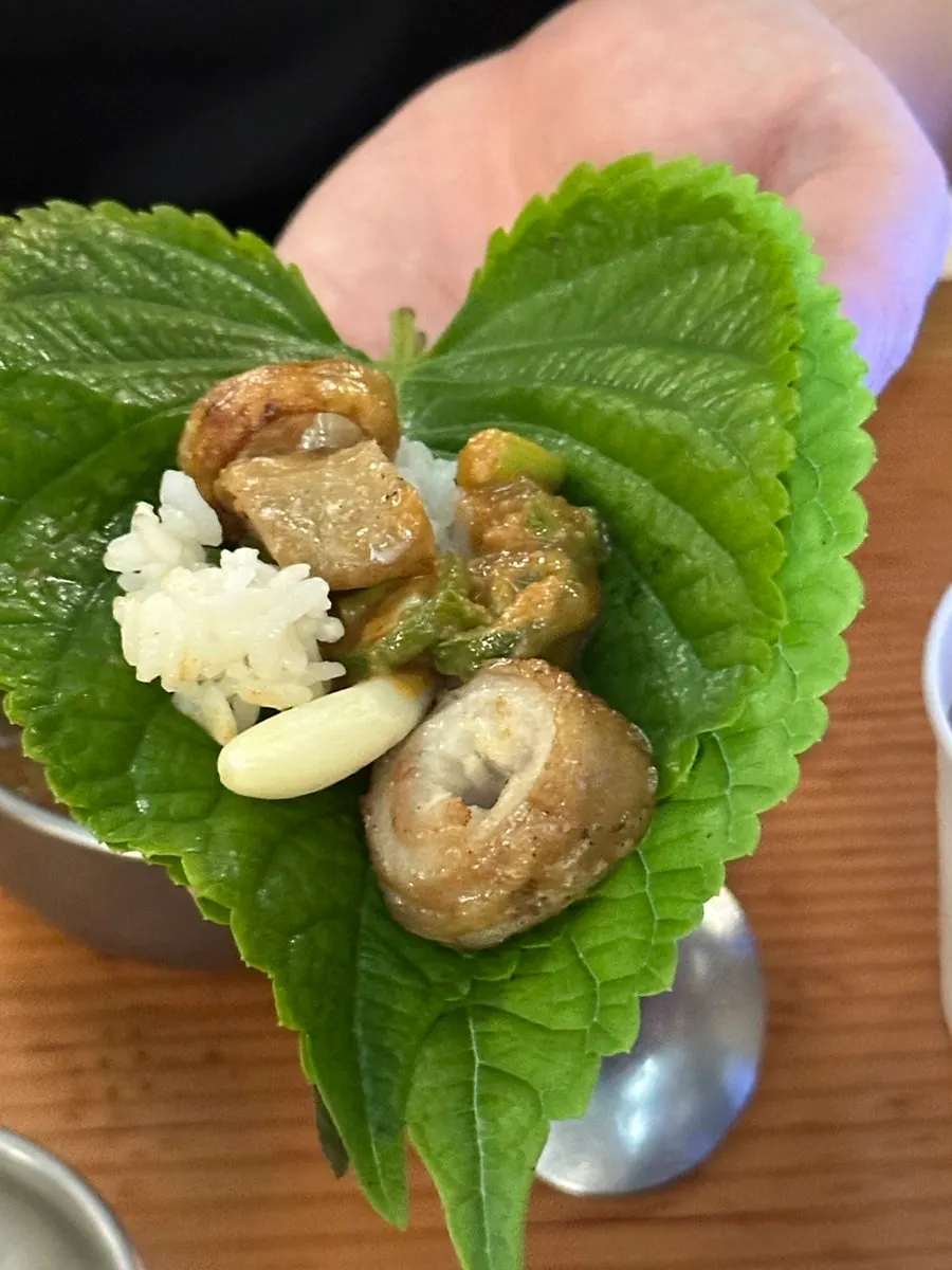 Holding up a makchang wrap