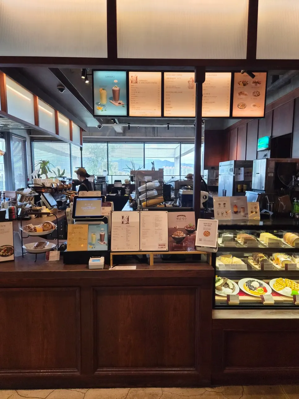 In front of the café ordering counter