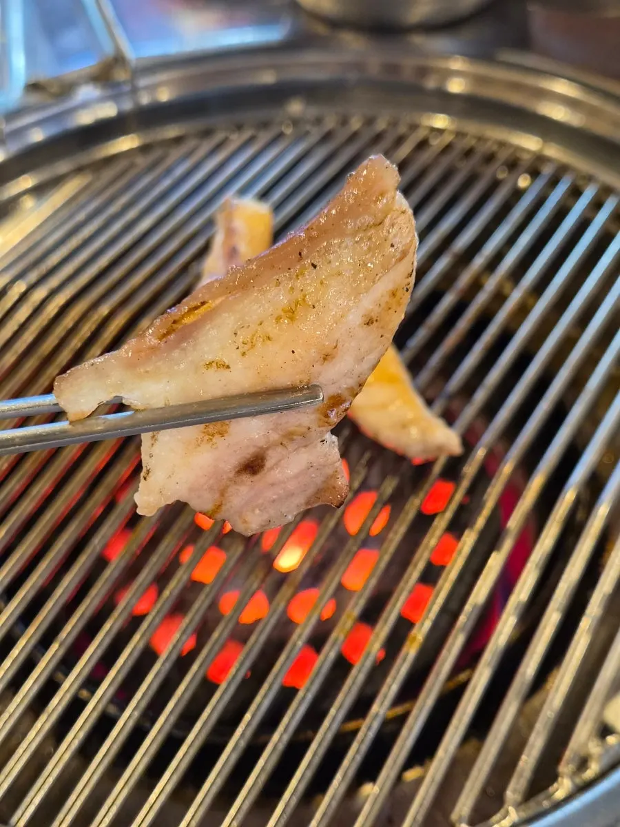 A piece of meat paired with cheongyang chili