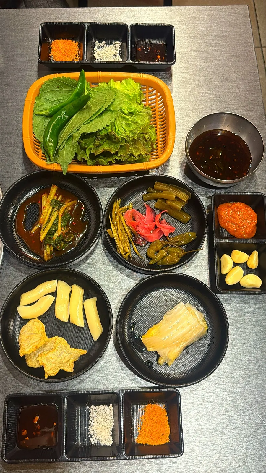 Full spread of beef side dishes
